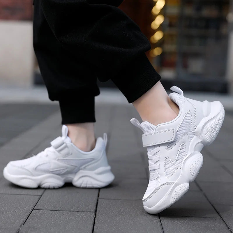 Children's Sports Shoes Boys Girls Sneakers Fashion Mesh Breathable Non-slip Kids Running Shoes for Boy White School Sneakers