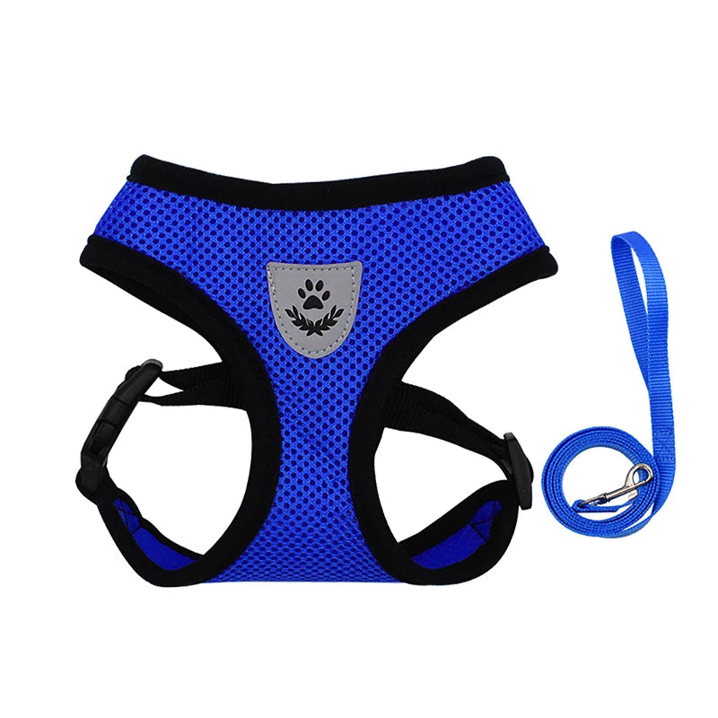 Pet Puppy Harness Leash Set for Small Dogs Cats Reflective Breathable Dog Chest Strap Walking Yorkie Vest Traction Rope Supplies