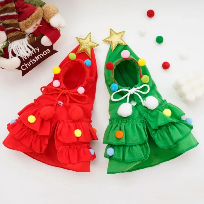 Cute Pet Christmas Clothing Pet Dogs Cats Hoodie Chihuahua Yorkshire Coat Suitable for Small and Medium Sized Puppies Cloak
