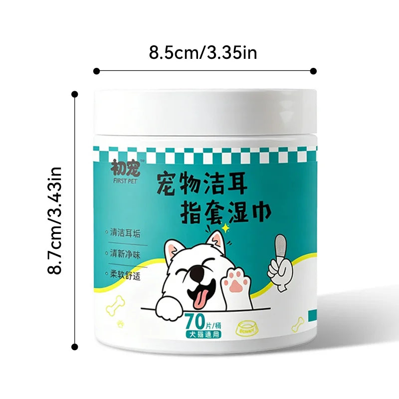Pet Teeth Cleaning Finger Wipes, Natural Plant Extract, Dog Cat Oral Care, Remove Tartar Freshen Breath, Pet Grooming Supplies