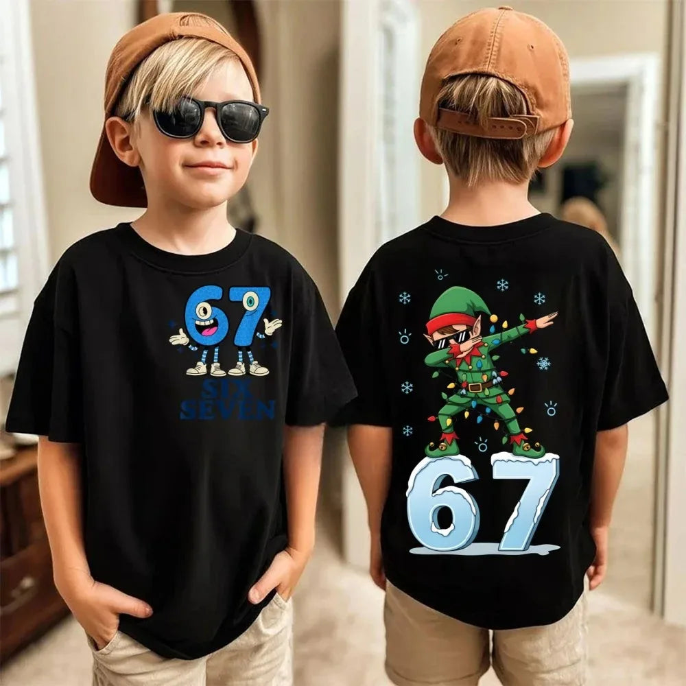 Summer Children's T-shirt Cotton Casual Fashion Kids Clothing 67 Six Seven Cute Print Trendy Boys Girls Short Sleeve Tees Tops