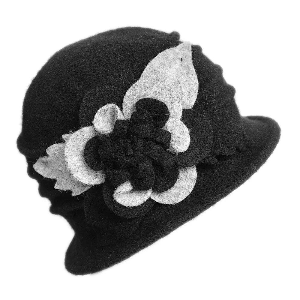 2025 Women's Autumn and Winter Wool Hat Hand-made 3D Flower Fedoras Basin Hats Hot Selling Floral Mixed Colors Wool Hats for Mom