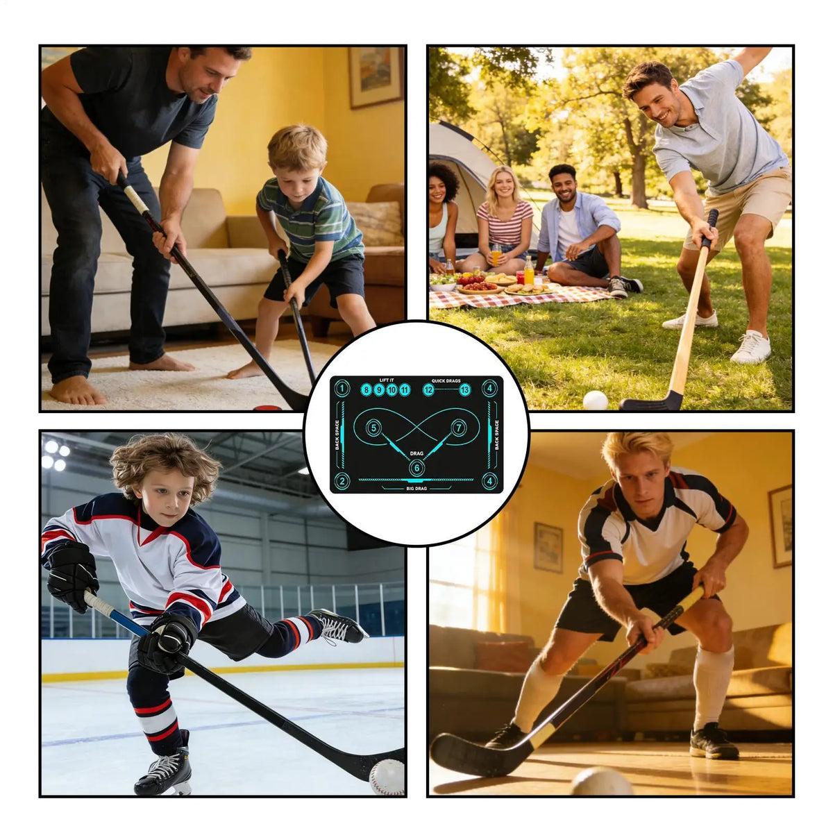 Hockey Training Mat Indoor Outdoor Quiet Non-Slip Large Stickhandling Pad Training Equipment For Adults Kids Soccer Lovers
