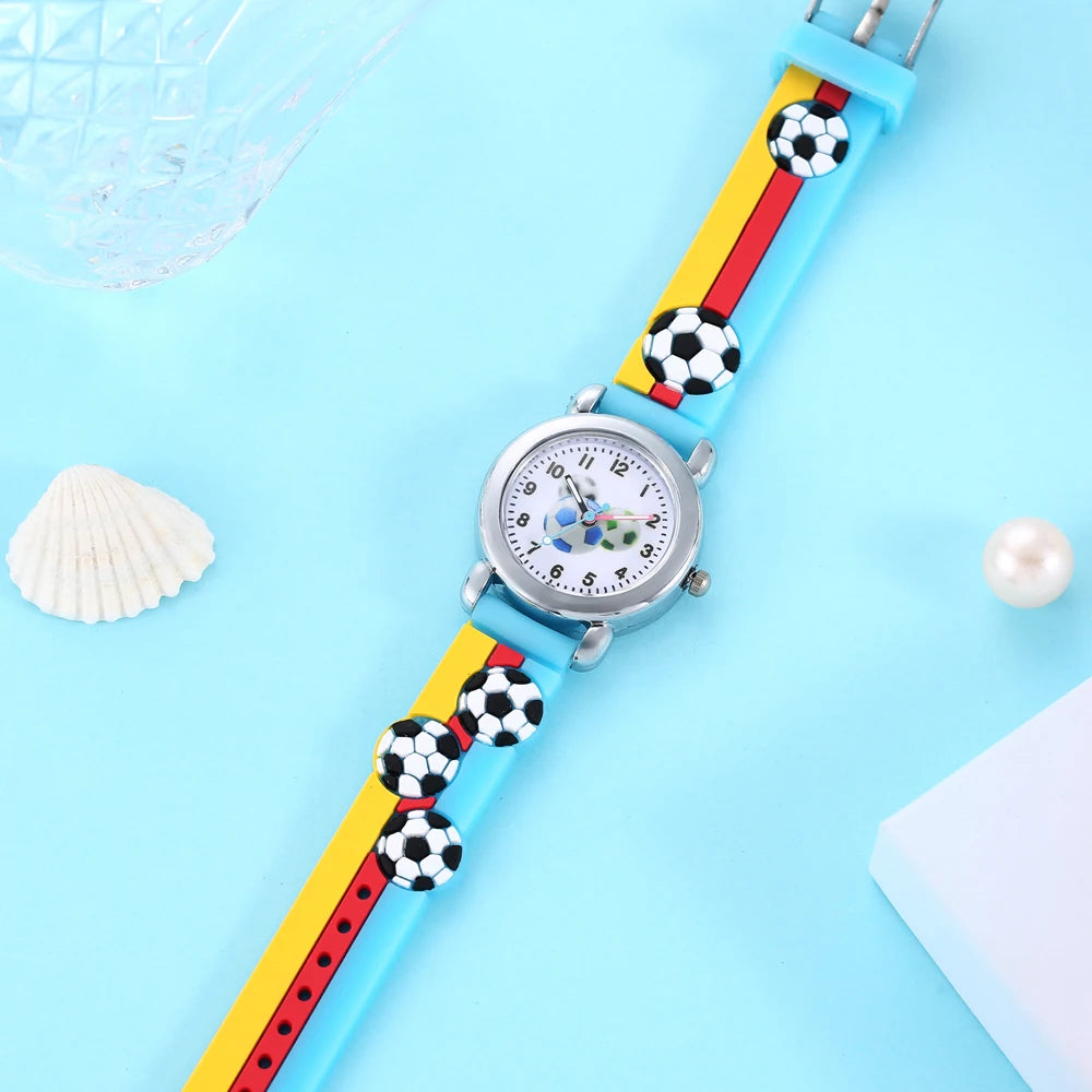 Lovely Creative Cartoon Corlorful Kids Watch Gift For Boys Girls Sell Like Hot Cakes Cute Football Children's Wristwatch