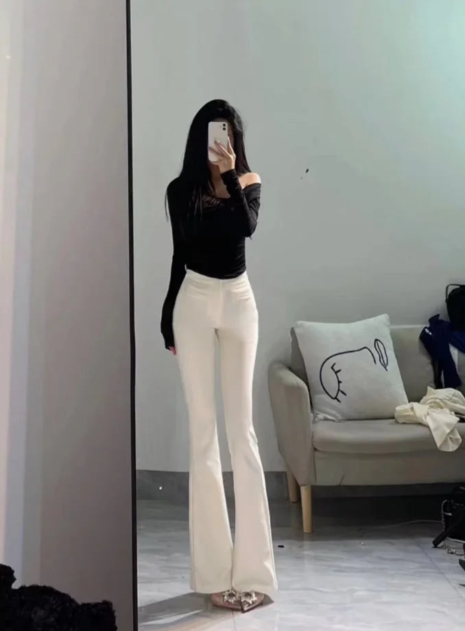 High Waist Bell Bot Pants Women's High Elastici Slimming Long Trousers Summer New Arrival Dongda Gate Casual Pants