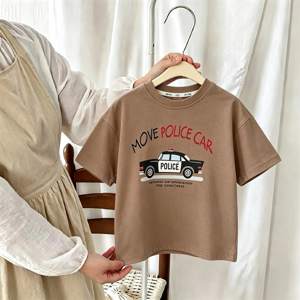 T-shirt For Boys Clothes 2026 New Summer Short Sleeve Tops Kids Tees Printed Car Fashion Crewneck Children's Tshirts 1-7 Age