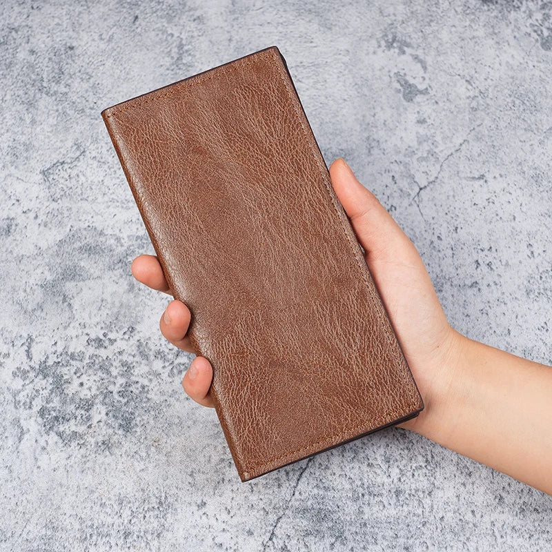 Men's wallets long ultra-thin youth multi-card leisure wallet card package Japanese and Korean students retro wallet.