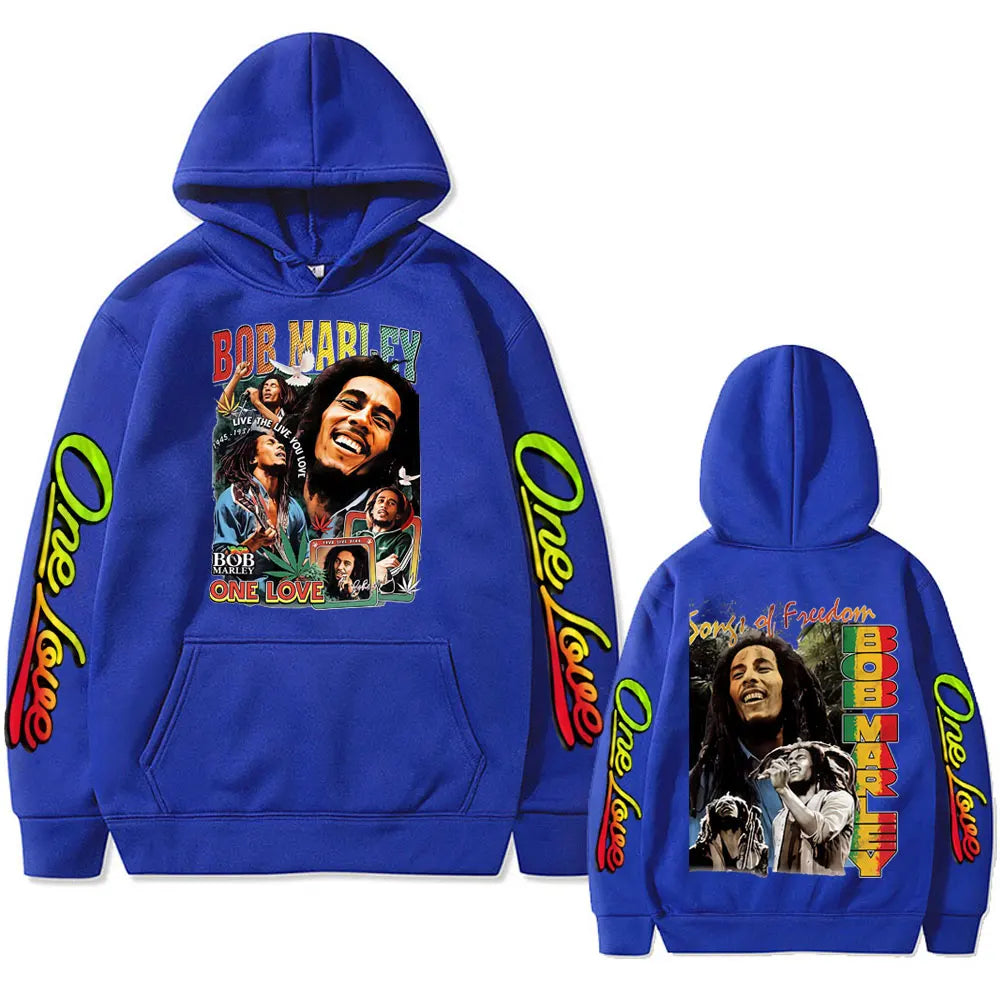 Reggae Bob Marley One Love Hoodie Men Women Casual Vintage Sweatshirt Male Gothic Punk Oversized Pullover Hoodies 90s Streetwear