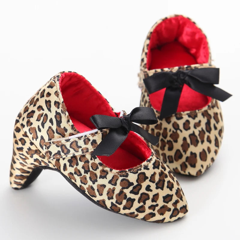 Baby Girls High Heels First Princess Shoes Soft Sole Spring Autumn Bow Toddler Party Dress Shoes