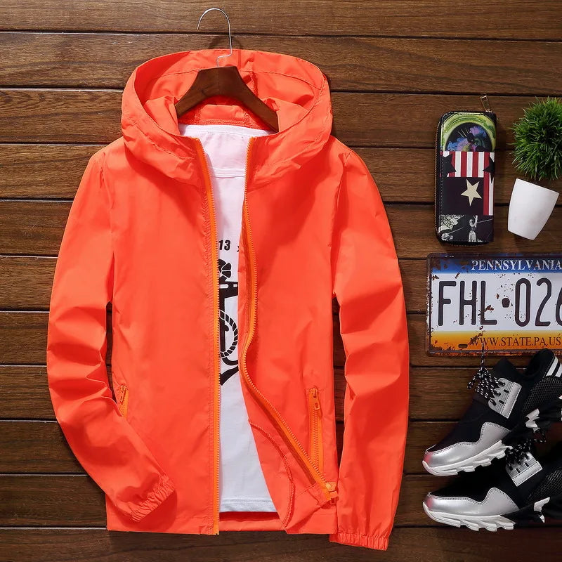 Plus Size 6XL 7XL New Spring Summer Bomber Jacket Men Women Casual Solid Windbreaker Zipper Thin Hooded Coat Outwear Male Jacket
