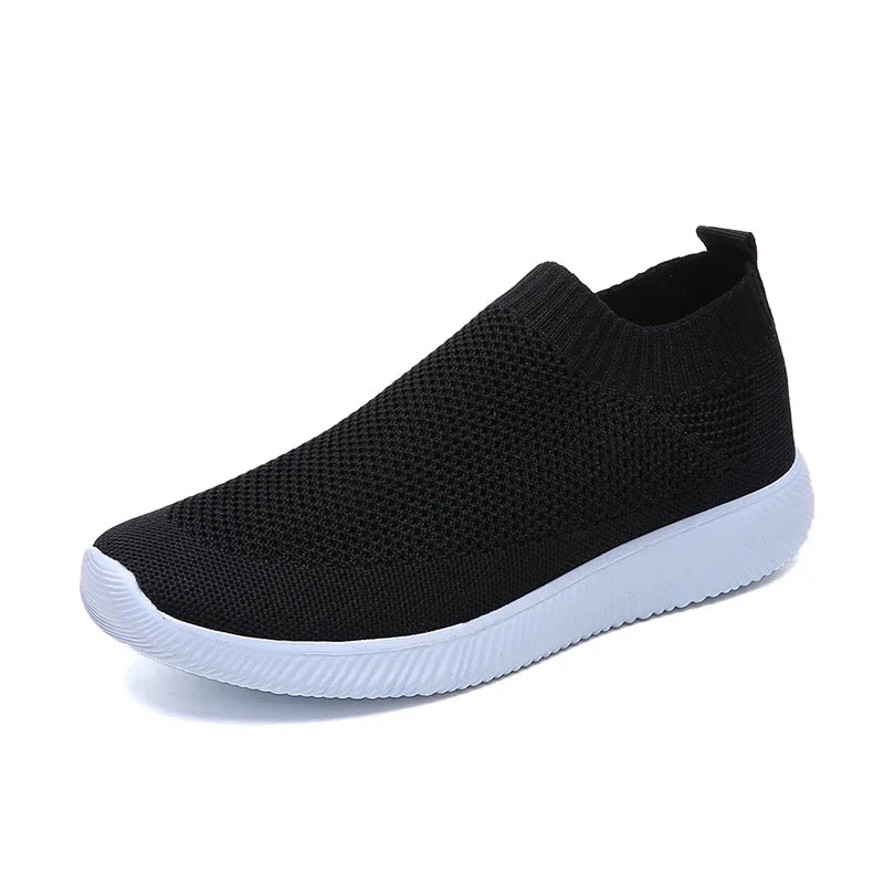 Knitted Sneakers for Women 2024 Autumn Slip on Breathable Mesh Casual Shoes Woman Flat Heels Plus Size Loafers Zapatos Mujer