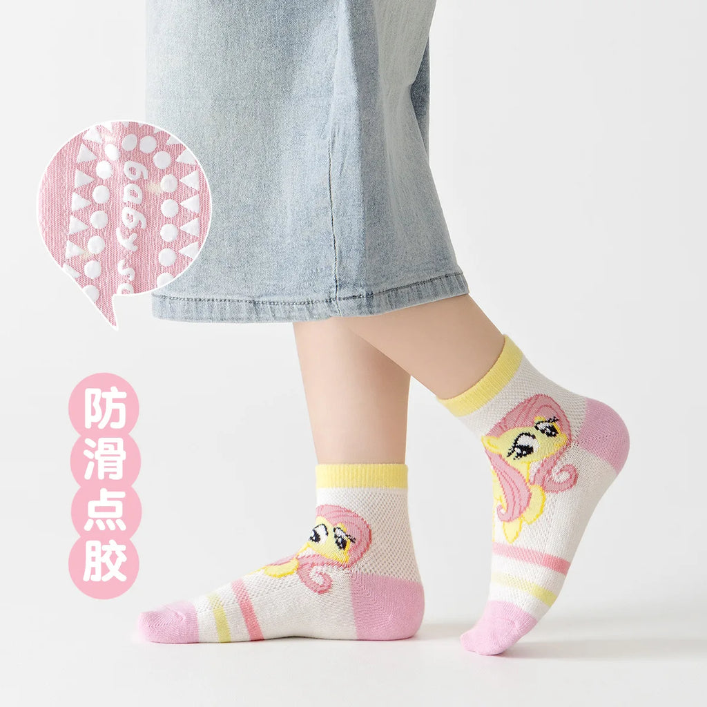 5Pairs Kids Non-Slip Sock Cute Cartoon My Little Pony Pattern Baby Girls Floor Socks Comfortable Breathable for Toddler Children