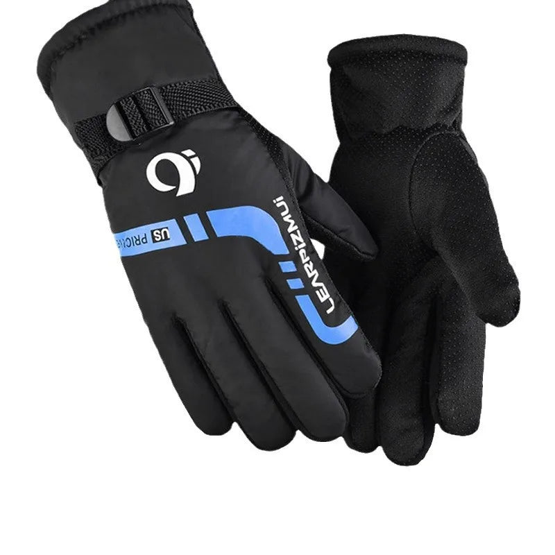 Leather Gloves for Men in Winter, Warm and Cold Resistant, Cycling Waterproof, Touch Screen, Motorcycle Windproof Gloves