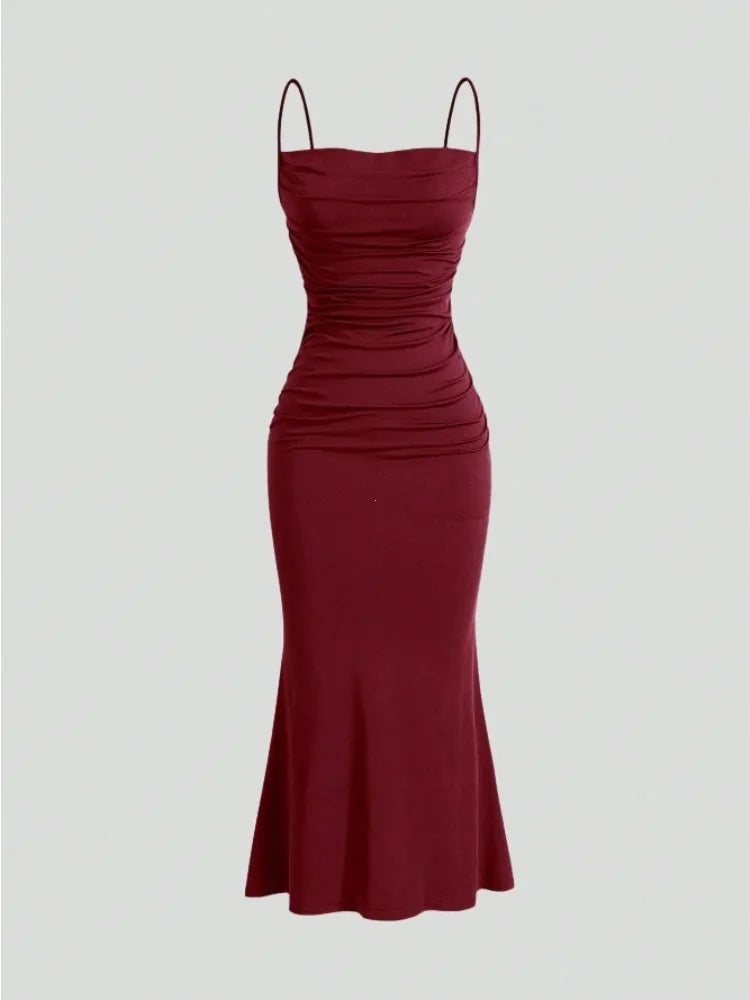 All Seasons Women's Dresses Elegant Party Fitting Slim Spaghetti Strap Mermaid Hem Maxi Fashion Party Dresses