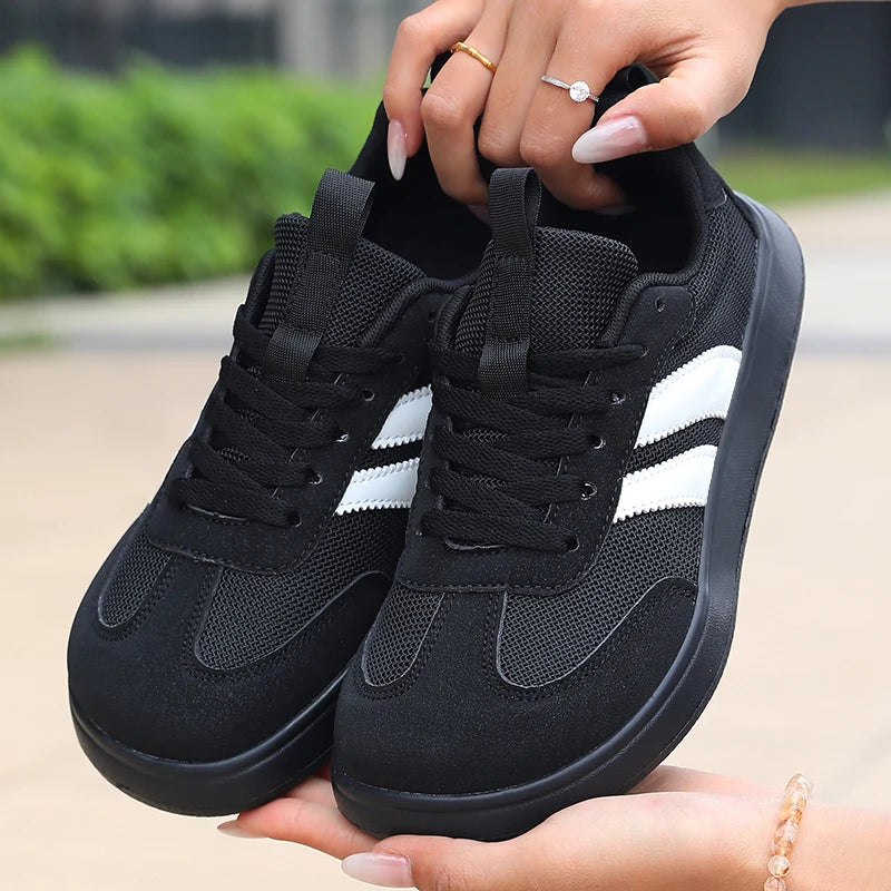 Lightweight Comfortable Sneakers for Women Fashion Striped Lace Up Sports Shoes Woman Casual Breathable Green Sneakers Plus Size