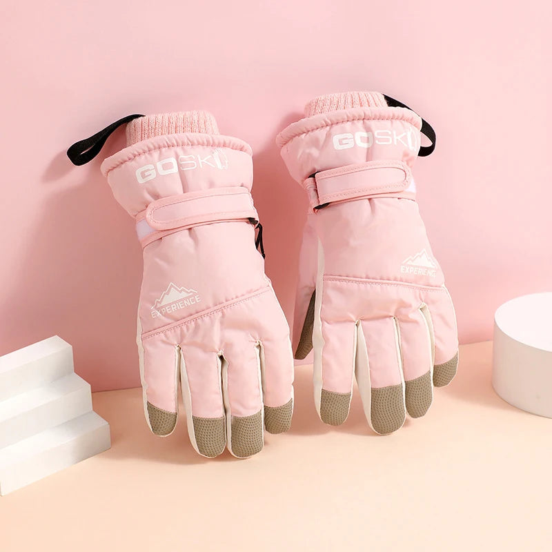 Winter Ski Gloves for Children Warm Thicken Gloves for Boys Girls Outdoor Sports Kids Skiing Riding Mittens Anti Slip