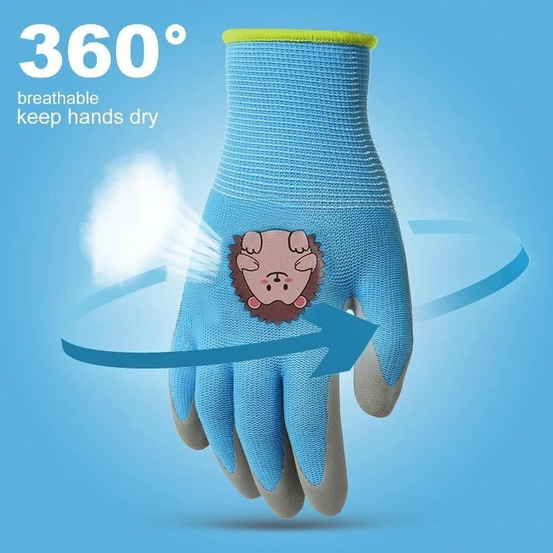 DIY Kids Safety Protection Gloves Durable Waterproof Work Garden Non-Slip,Children Latex Gloves,Puncture-resistant,kitchen