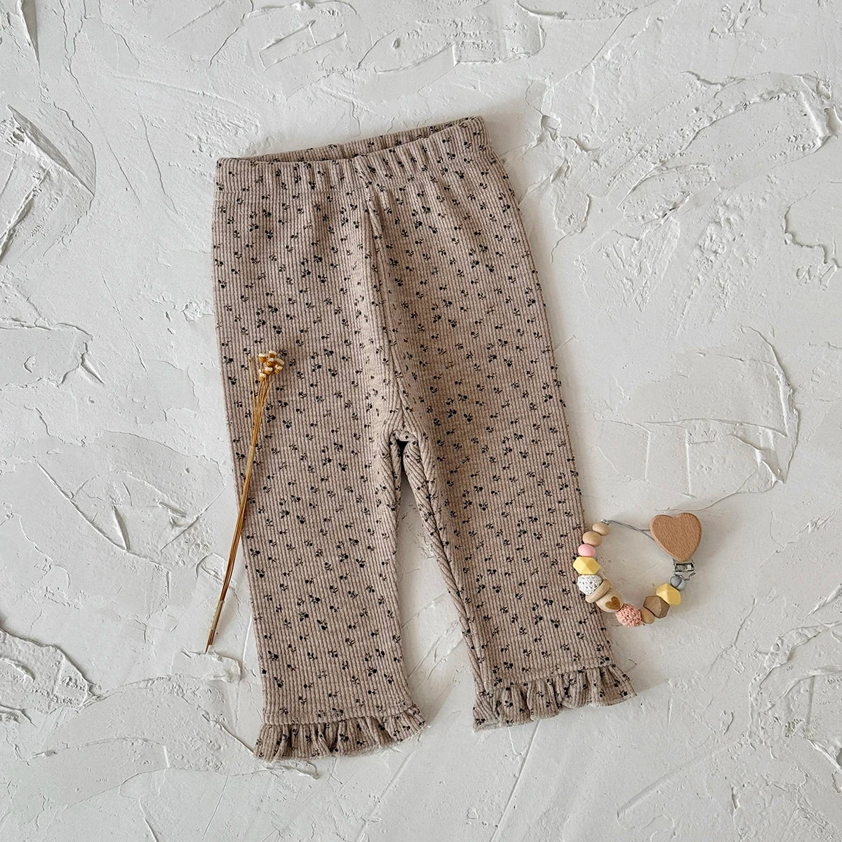 Kids Warm Pants Autumn Winter Girls Thicken Trousers Baby Comfortable Lace Hem Small Floral Print Children Casual Pants
