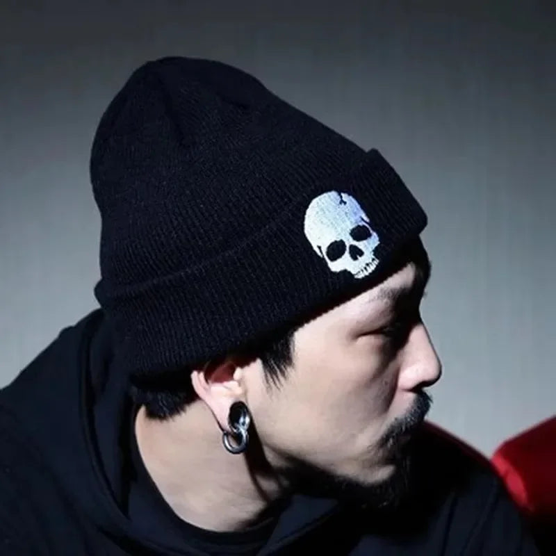 Autumn And Winter Women Cotton Wool Hat Personality Skeleton Knitting Hats Men And Women Keep Warm Hip-hop Skull Cap