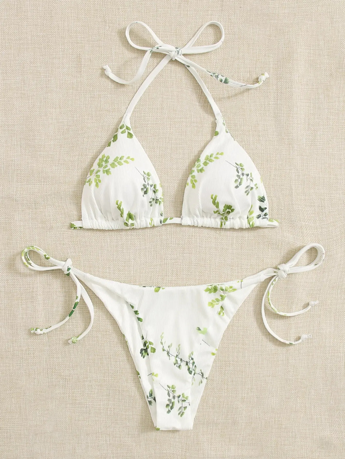Neck Women's Two-Piece Bikini, Suspender Bra, V Bottom, Women's Swimwear and Apparel