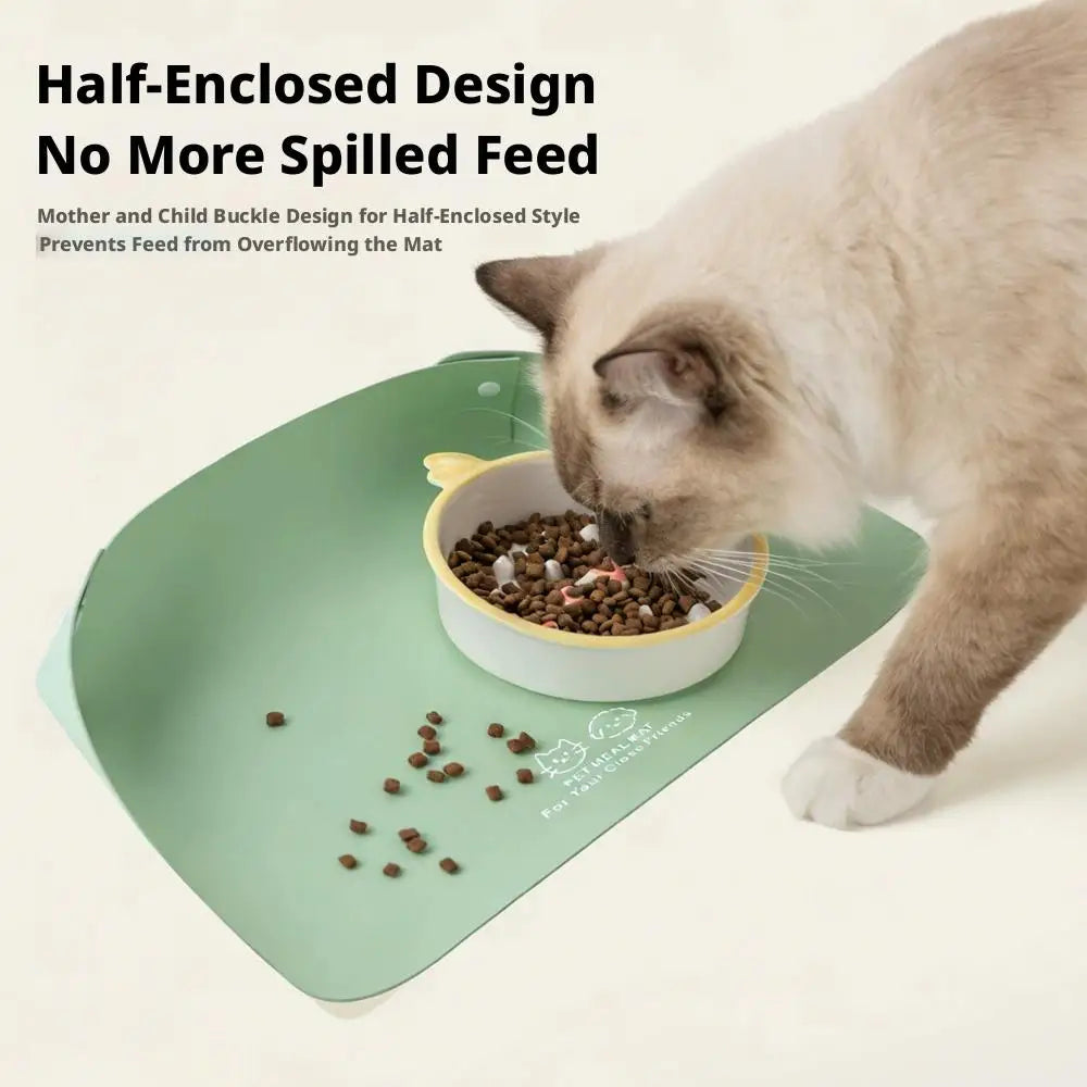 Semi Enclosed Pet Feeding Mat Thick Non Slip Waterproof Oil Proof Pad Floor Protector For Cat Dog Daily Dining Feeding Use