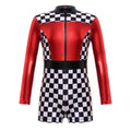 Kids Girls Race Car Driver Costume Child Racer Long Sleeve Sequins Tutu Dress Halloween Cosplay Party Carnival Fancy Dress Up