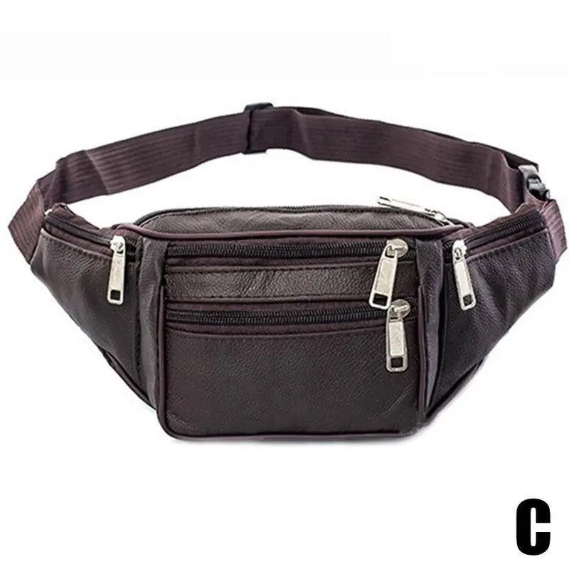 Men's Waist Pack Leather Bag Waist Belt Bag Male Leather Fanny Pack Fashion Luxury Small Shoulder Bags For Men