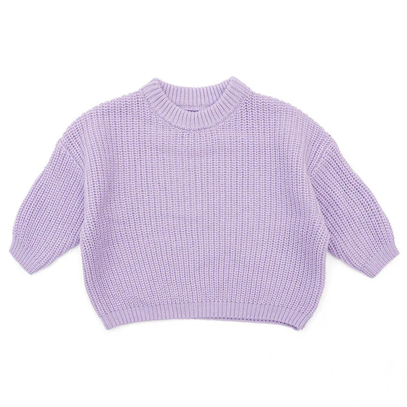 Personalized Baby Cotton Sweater Custom Name Hand Embroidery Knitted Pullover for Boys Girls Autumn Winter Kids Knitwear 0-7T