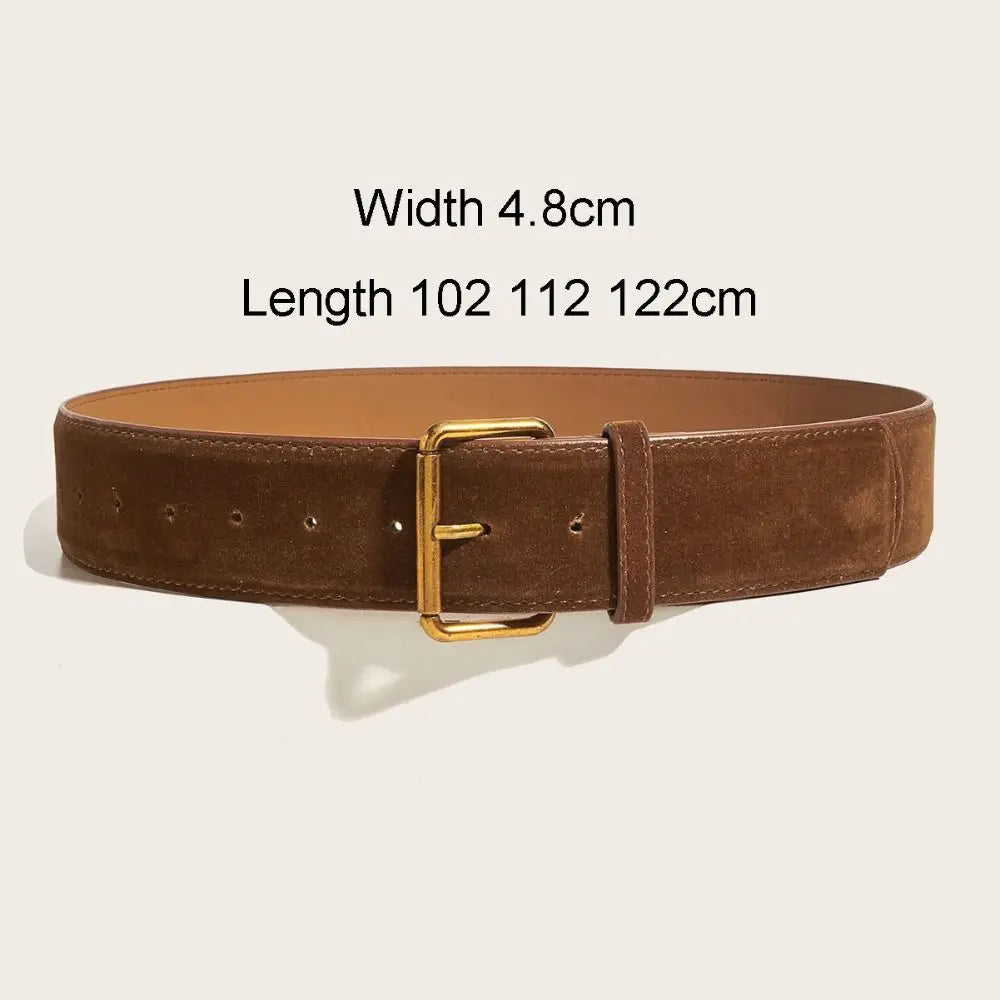 Women Fashion Luxury Design Suede Leather Wide Belt Trendy Casual Business Waist Strap Versatile Trouser Dress Belts Gifts