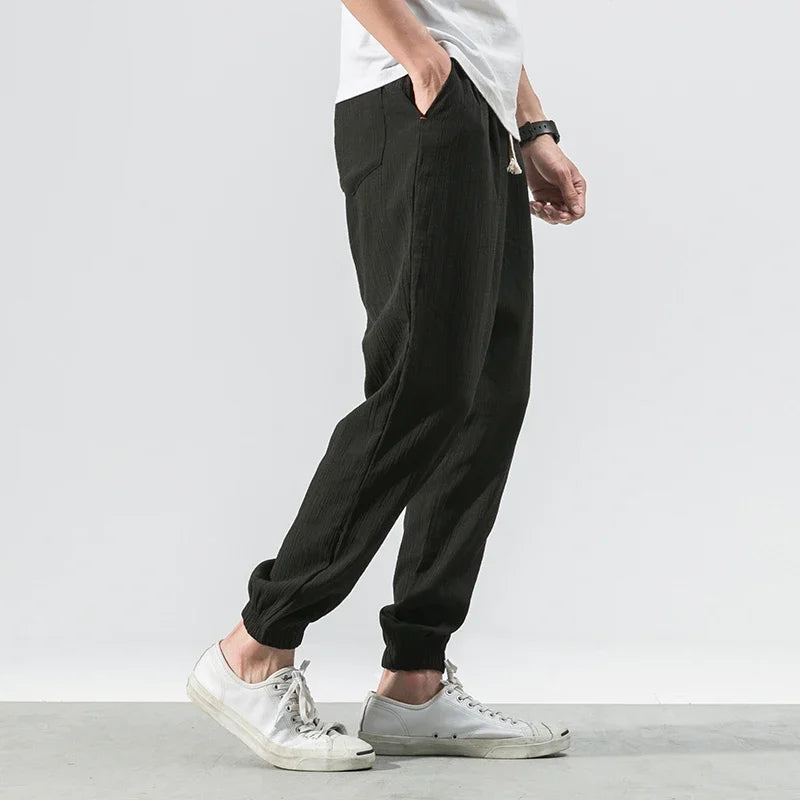 Japanese-Style Retro Streetwear 2020 Summer Men Cotton Linen Sweatpants Trousers Men Casual Harem Pants Breathable Men Joggers