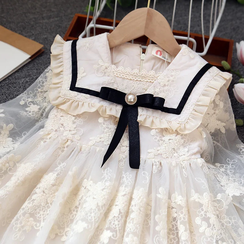 Girls Casual Dresses Girls Long Sleeve Lace Dress Tulle Princess Dress Children's Skirts Kids Clothes
