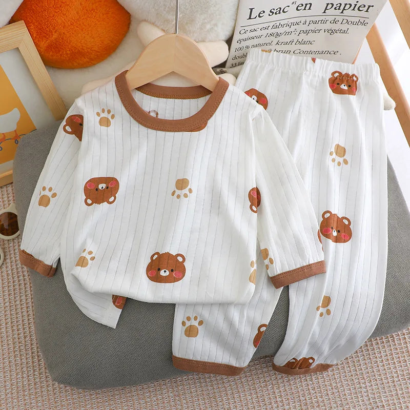 Baby Pajamas Summer Children's Long-sleeved Trousers Home Clothes Suits Cotton Underwear Thin Pajamas Air-conditioning Clothes