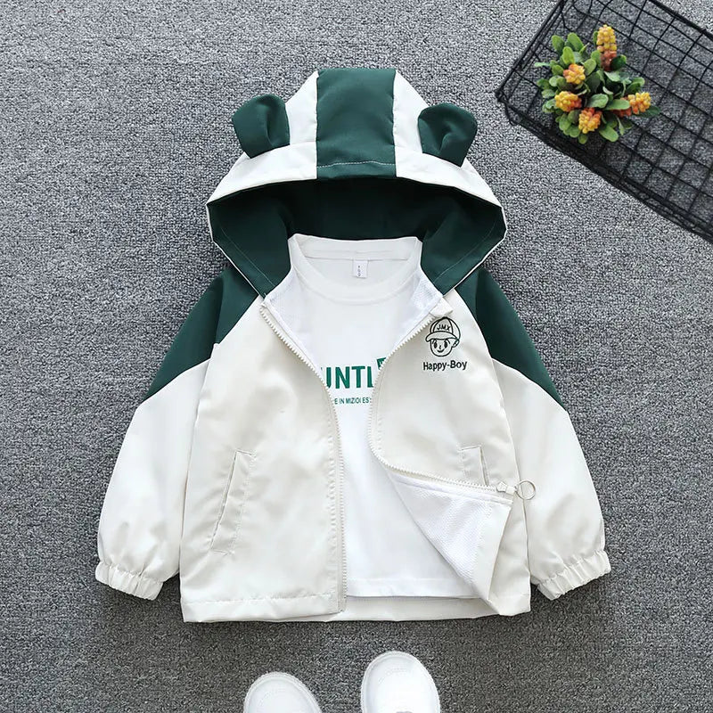 1 2 3 4 5 6 Years Baby Boys Jacket Happy Boy Fashion Windbreaker Outerwear Hooded Zipper Boys Coat Birthday Gifts Kids Clothes