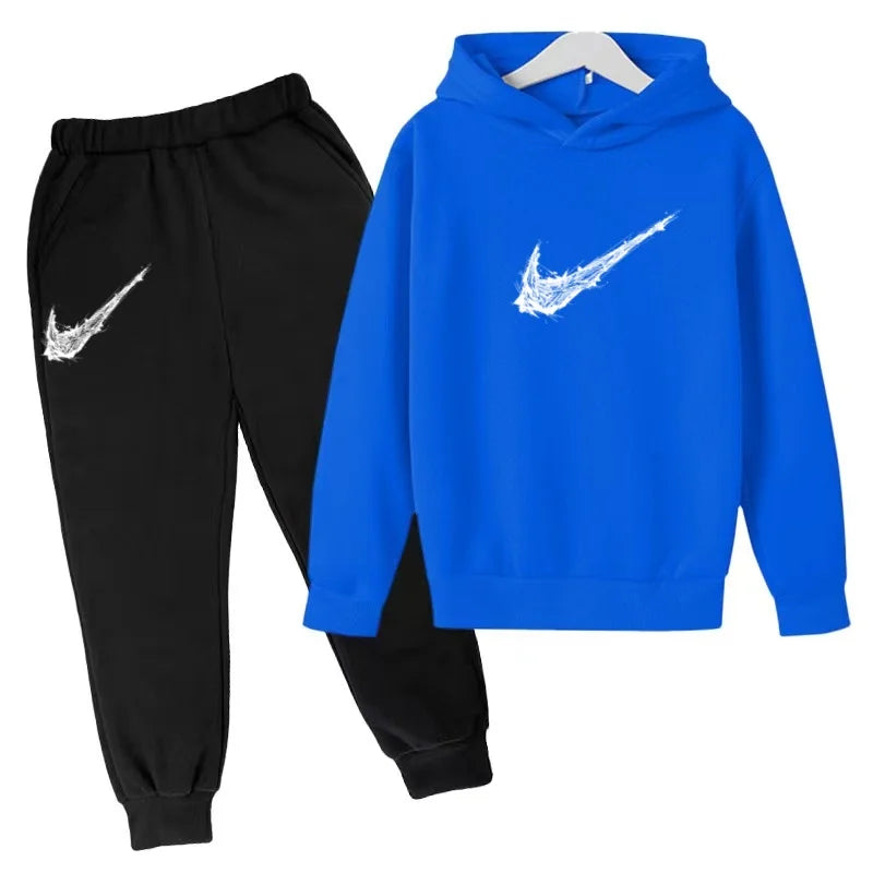 Kids Autumn Winter Hoodie Boy Girl 3-13Yrs Letter Print Clothing Casual Top+Trousers 2P Child Gift Brand Sports Coat Jogging Set