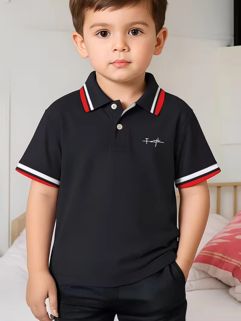 Kids Polo Shirts Striped Print Short Sleeve Polo Shirt for Boys Ummer Outdoor Casual Round Neck Fashion Boys Children's Clothing
