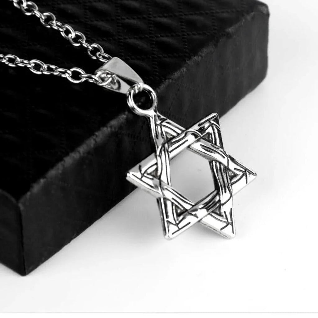 70 Cm Jewelry for Men Boys  Solid Color Six-pointed Star of David Pendant Necklace Titanium Steel Punk Hip Hop Popular Necklace