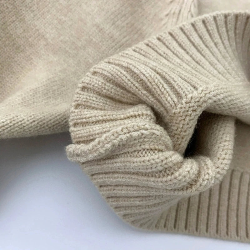 Children Turtleneck Sweater Knitted Pullover Sweater Winter Warm Slip Over Outfit Long Sleeves Hoodies for Kids Age 1-6T