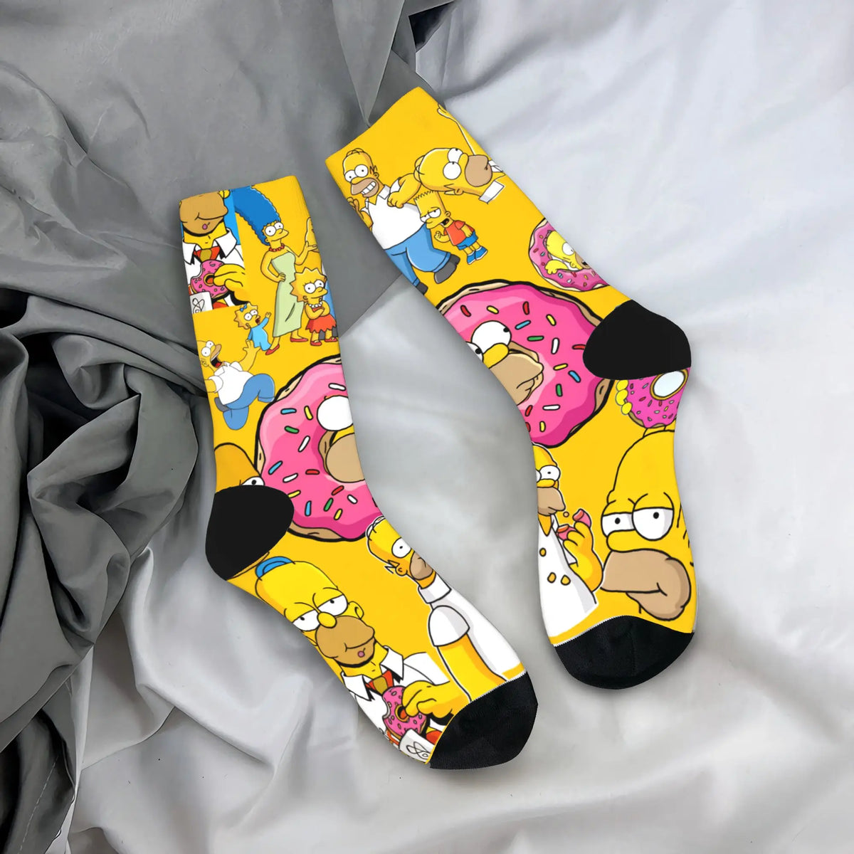 Homer S-Simpsons And Friends Meme Stockings Novelty Socks Unisex Men Breathable Socks Autumn Running Pattern Anti Socks Gift