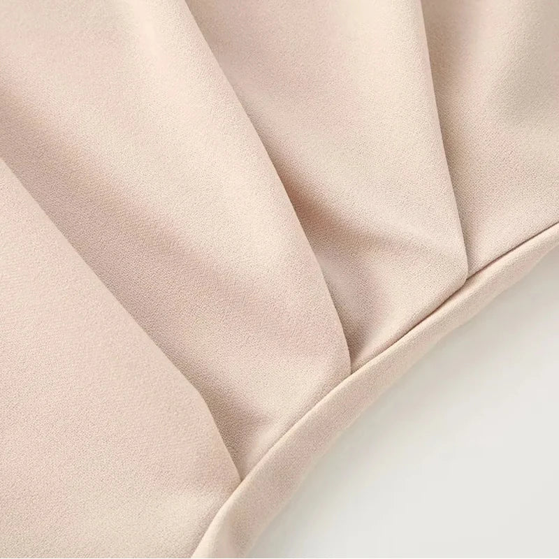 HXAO Ruffled Elegant Party Dresses 2025 Sleeveless Solid Midi Dresses Woman Summer Ruched Evening Dress Fitted Long Dress 088