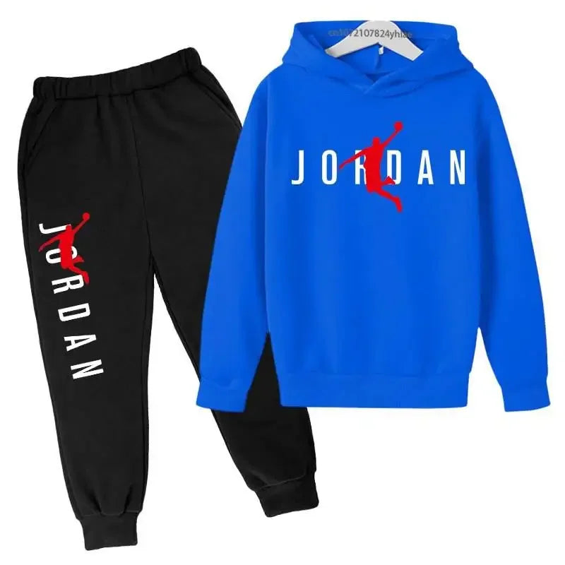 Boys Basketball Player Print 2Pcs Tracksuit Kids Hoodie + Jogger Pants Set Children Spring Autumn Casual Sports Outfit