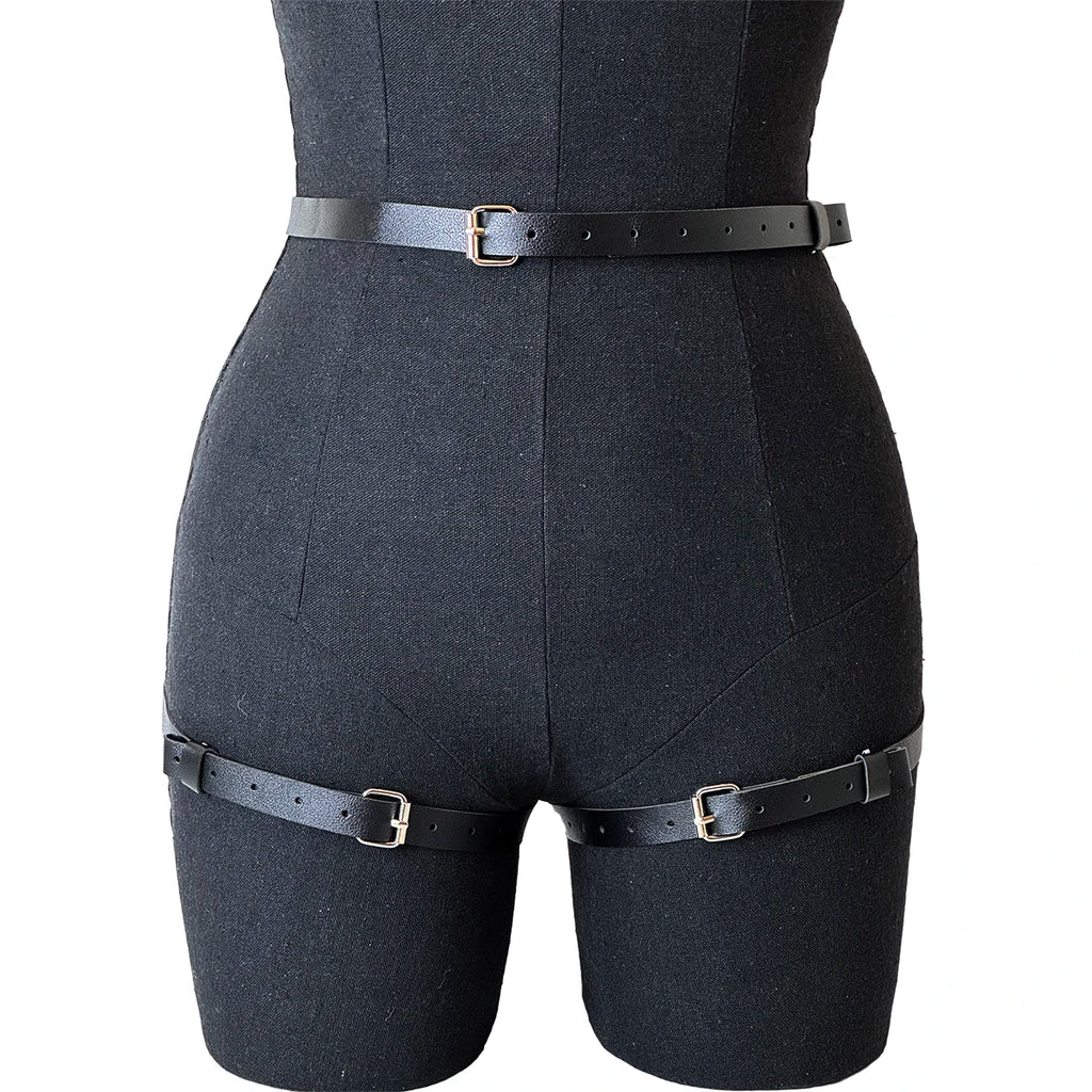 Women Fashion Belt Female Street Style PU Leg Harness Belt Thigh Garter Gothic Casual Body Decoration Belts Clothing Accessories