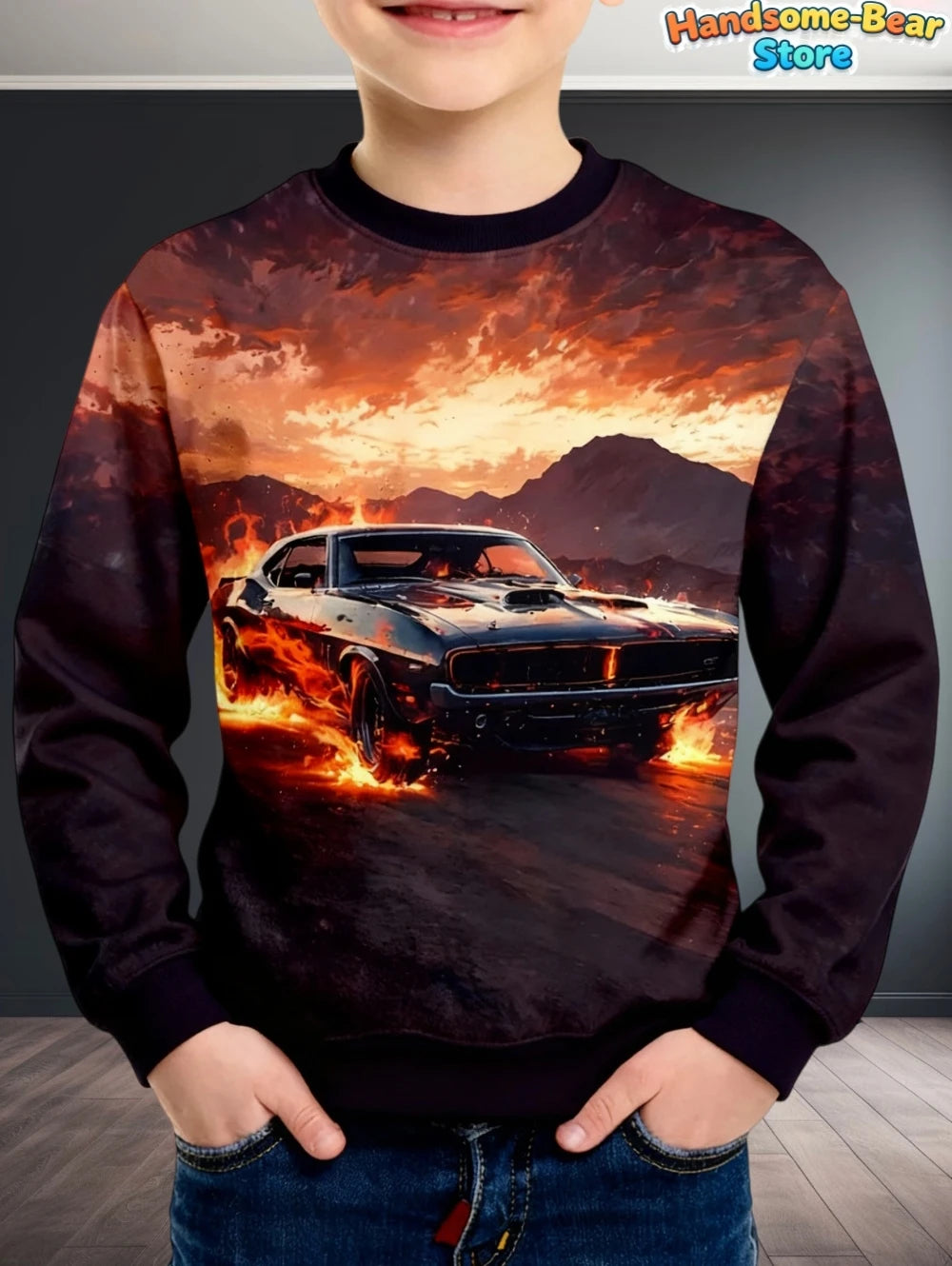 Kids Clothes Boys Sweatshirt Long Sleeve Stylish Car Racing Graphic Children Hoodies Autumn Casual Streetwear Loose Boys Clothes