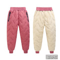 Boys Girls Padded Cotton Pants Winter Kids Plus Velvet Thick Warm Trousers Teen Waterproof Pants Children Clothes 4-14 Years