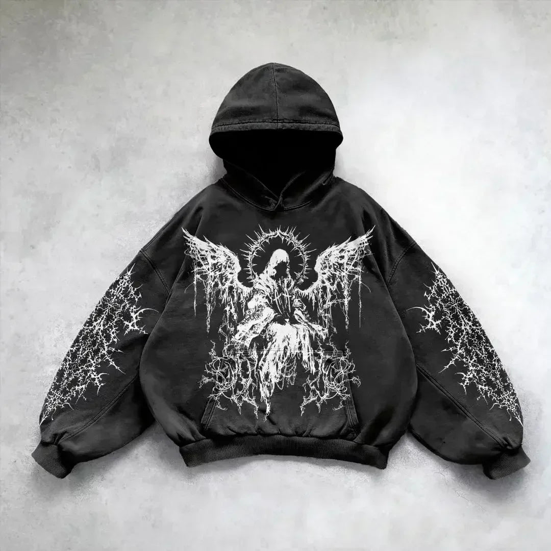 Red inferno dragon punk hoodies women oversized new tops vintage goth sweatshirt goth streetwear women gothic y2k clothes