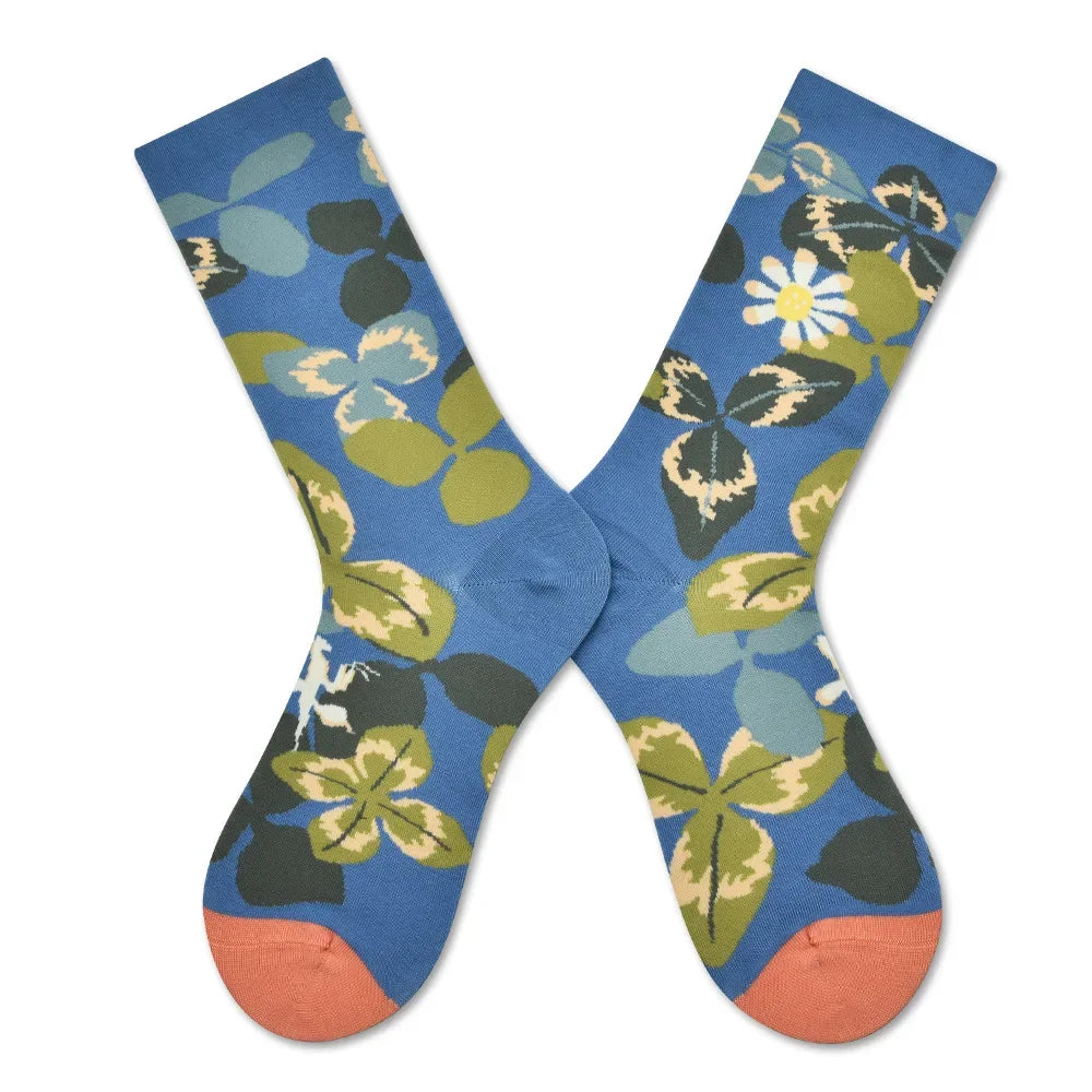 Trendy and Personalized Men Socks Hip Hop Oil Painting Abstract Sock Mouth Letter Embroidery Autumn Mid Tube Socks Women носки