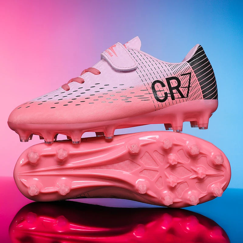New Hot Children Football Boots Outdoor Trainers Soccer Shoes for Kids Boys Girls Hook Loop Football Cleats Futsal Sneakers31-39