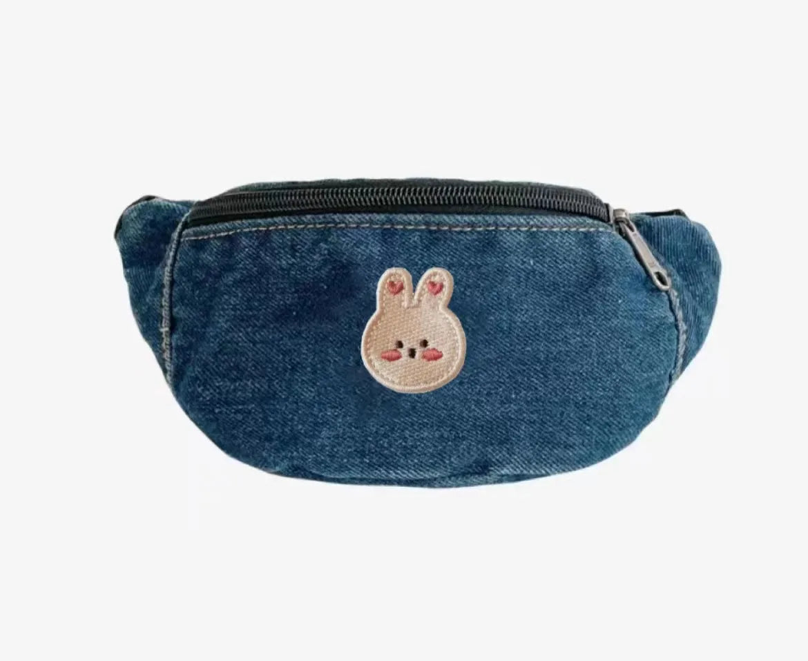 Denim Waist Bag for Kids Fashion Fanny Pack for Little Boy Girls Children's Bum Bag Lightweight Chest Bag Cool Shoulder Bags