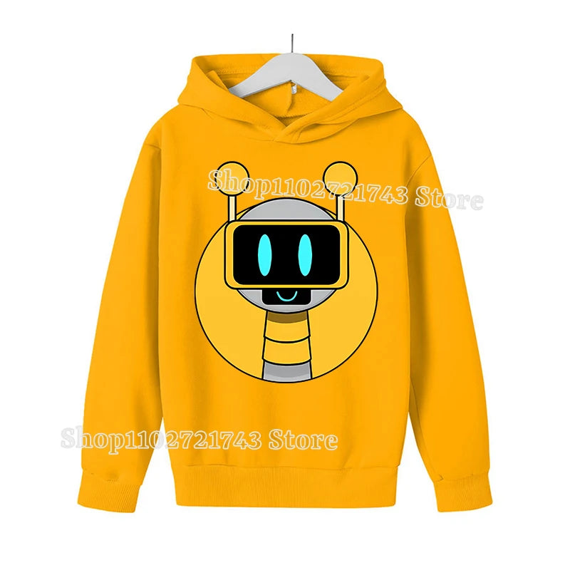 Sprunki Thick Hoodie for Children Anime Cartoon Fashion Sweatshirt Boys Girls Autumn Winter Hip Hop Hooded Hoodies Kids Clothes