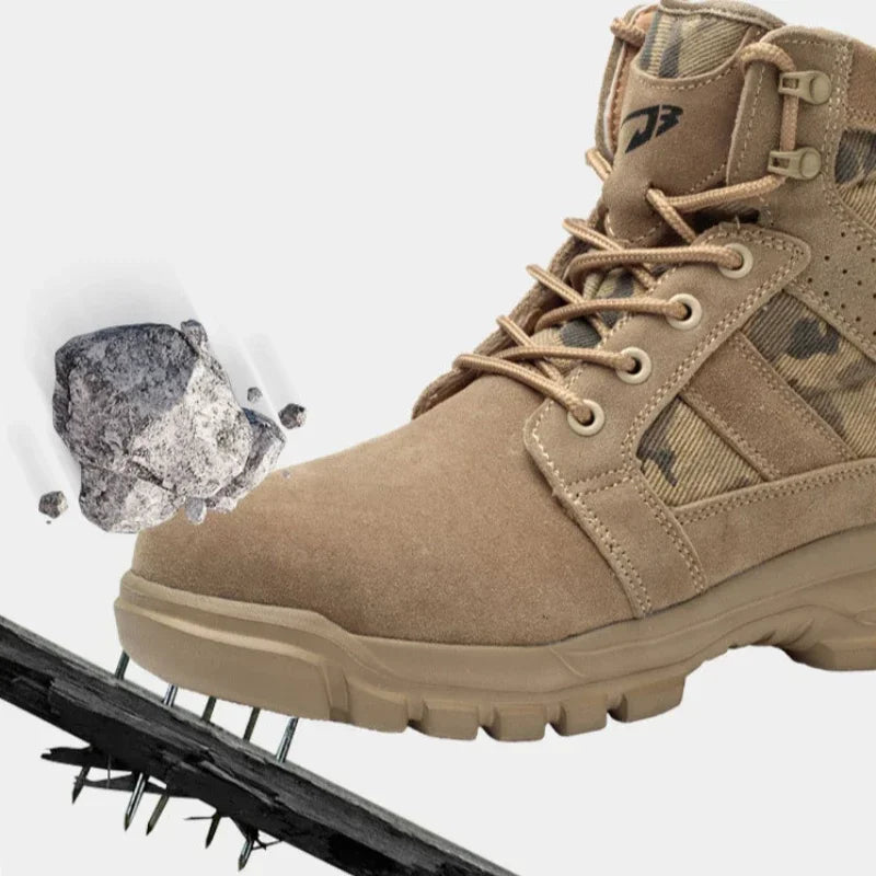 Outdoor Tactical Boots Desert Boot Anti-smash Anti-puncture High-top Safety Work Shoes Work Boots for Men Steel Toe Waterproof