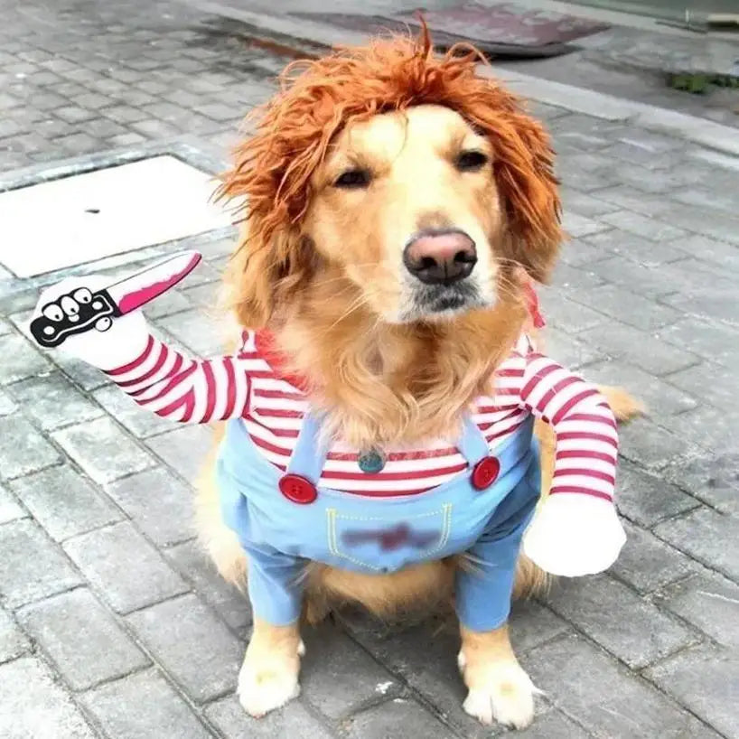 Funny Pet Puppy Clothes Halloween Pet Dog Costumes Comical Outfits Holding Knife Set Lovely Pet Cat Dogs Festival Party Clothing